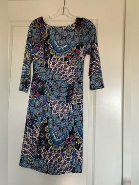 Joseph Ribkoff Blue Multi-Print Paisley Midi Dress